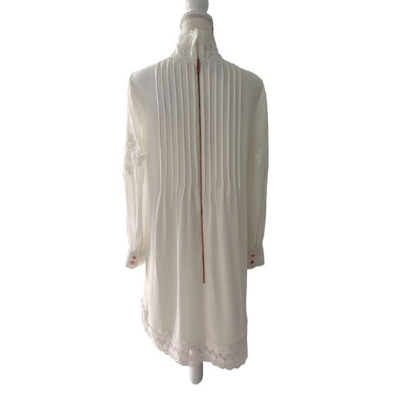 TED BAKER White High Neck Long Sleeve Dress Size 3 / Large - Picture 5 of 5